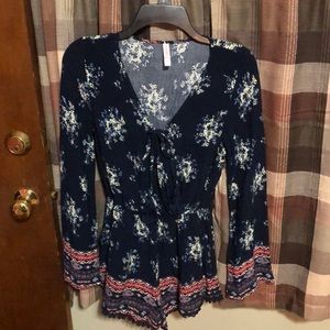 Blue flowery romper size x-small